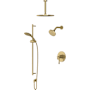 Rohl Amahle Pressure Balanced and Thermostatic Shower System with Shower Head, Hand Shower, Slide Bar, Shower Arm, Hose, and Valve Trim Antique Gold