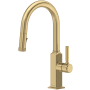 Rohl Apothecary 1.8 GPM Single Hole Pull Down Kitchen Faucet Antique Gold
