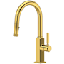 Rohl Apothecary 1.8 GPM Single Hole Pull Down Kitchen Faucet Unlacquered Brass (Living Finish)