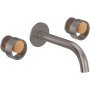Rohl Eclissi 1.2 GPM Wall Mounted Widespread Bathroom Faucet Satin Nickel / Satin Gold