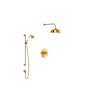 Rohl Edwardian Thermostatic Shower System with Shower Head, Hand Shower, and Hose Unlacquered Brass (Living Finish)