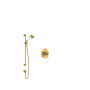 Rohl Edwardian Pressure Balanced Shower System with Hand Shower, Hose, and Valve Trim Unlacquered Brass