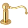 Rohl Deck Mounted Soap Dispenser with 12 oz Capacity Unlacquered Brass (Living Finish)