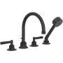 Rohl Graceline Deck Mounted Roman Tub Filler with Built-In Diverter - Includes Hand Shower Matte Black