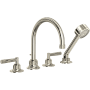 Rohl Graceline Deck Mounted Roman Tub Filler with Built-In Diverter - Includes Hand Shower Polished Nickel