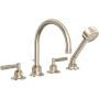 Rohl Graceline Deck Mounted Roman Tub Filler with Built-In Diverter - Includes Hand Shower Satin Nickel