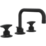 Rohl Graceline 1.2 GPM Widespread Bathroom Faucet with Pop-Up Drain Assembly Matte Black