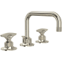 Rohl Graceline 1.2 GPM Widespread Bathroom Faucet with Pop-Up Drain Assembly Polished Nickel