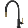 Rohl Graceline 1.8 GPM Single Hole Pull Down Kitchen Faucet Matte Black/Antique Gold