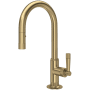 Rohl Graceline 1.8 GPM Single Hole Pull Down Bar Faucet Antique Gold