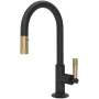 Rohl Graceline 1.8 GPM Single Hole Pull Down Bar Faucet Matte Black/Antique Gold