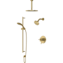 Rohl Modelle Pressure Balanced and Thermostatic Shower System with Shower Head, Hand Shower, Slide Bar, Shower Arm, Hose, and Valve Trim Antique Gold