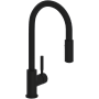 Rohl Lux 1.8 GPM Single Hole Pull Down Kitchen Sink Faucet Matte Black