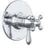 Rohl Arcana Three Independent, Two Shared Function Thermostatic Valve Trim Only with Single Cross / Lever Handle, Integrated Diverter, and Volume Control - Less Rough In Polished Chrome