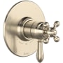 Rohl Arcana Three Independent, Two Shared Function Thermostatic Valve Trim Only with Single Cross / Lever Handle, Integrated Diverter, and Volume Control - Less Rough In Satin Nickel