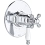 Rohl Arcana Three Independent, Two Shared Function Thermostatic Valve Trim Only with Single Cross / Lever Handle, Integrated Diverter, and Volume Control - Less Rough In Polished Chrome