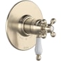 Rohl Arcana Three Independent, Two Shared Function Thermostatic Valve Trim Only with Single Cross / Lever Handle, Integrated Diverter, and Volume Control - Less Rough In Satin Nickel