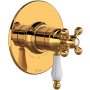 Rohl Arcana Three Independent Function Thermostatic Valve Trim Only with Single Cross / Lever Handle, Integrated Diverter, and Volume Control - Less Rough In Italian Brass