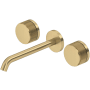 Rohl Amahle 1.2 GPM Wall Mounted Widespread Bathroom Faucet with Wheel Handles Antique Gold