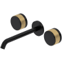 Rohl Amahle 1.2 GPM Wall Mounted Widespread Bathroom Faucet with Wheel Handles Matte Black / Antique Gold