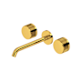 Rohl Amahle 1.2 GPM Wall Mounted Widespread Bathroom Faucet with Wheel Handles Unlacquered Brass