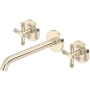 Rohl Amahle 1.2 GPM Wall Mounted Widespread Bathroom Faucet with Cross Handles Satin Nickel