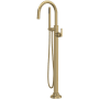 Rohl Apothecary Floor Mounted Tub Filler with Built-In Diverter - Includes Hand Shower Antique Gold