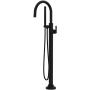 Rohl Apothecary Floor Mounted Tub Filler with Built-In Diverter - Includes Hand Shower Matte Black