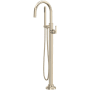 Rohl Apothecary Floor Mounted Tub Filler with Built-In Diverter - Includes Hand Shower Satin Nickel