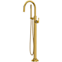 Rohl Apothecary Floor Mounted Tub Filler with Built-In Diverter - Includes Hand Shower Unlacquered Brass