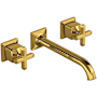 Rohl Apothecary 1.2 GPM Wall Mounted Widespread Bathroom Faucet Unlacquered Brass (Living Finish)