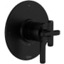 Rohl Apothecary Two Independent and One Shared Function Thermostatic Valve Trim Only with Single Cross / Lever Handle, Integrated Diverter, and Volume Control - Less Rough In Matte Black