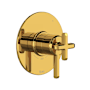 Rohl Apothecary Three Independent, Two Shared Function Thermostatic Valve Trim Only with Single Cross / Lever Handle, Integrated Diverter, and Volume Control - Less Rough In Unlacquered Brass (Living Finish)