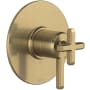 Rohl Apothecary Three Independent Function Thermostatic Valve Trim Only with Single Cross / Lever Handle, Integrated Diverter, and Volume Control - Less Rough In Antique Gold