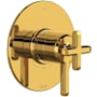 Rohl Apothecary Three Independent Function Thermostatic Valve Trim Only with Single Cross / Lever Handle, Integrated Diverter, and Volume Control - Less Rough In Unlacquered Brass