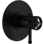 Rohl Campo Two Independent Function Thermostatic Valve Trim Only with Single Lever / Wheel Handle, Integrated Diverter, and Volume Control - Less Rough In Matte Black