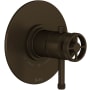 Rohl Campo Two Independent Function Thermostatic Valve Trim Only with Single Lever / Wheel Handle, Integrated Diverter, and Volume Control - Less Rough In Tuscan Brass