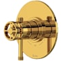Rohl Campo Two Independent Function Thermostatic Valve Trim Only with Single Lever / Wheel Handle, Integrated Diverter, and Volume Control - Less Rough In Unlacquered Brass