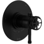 Rohl Campo Three Independent, Two Shared Function Thermostatic Valve Trim Only with Single Lever / Wheel Handle, Integrated Diverter, and Volume Control - Less Rough In Matte Black