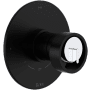 Rohl Eclissi Two Independent and One Shared Function Thermostatic Valve Trim Only with Single Wheel Handle, Integrated Diverter, and Volume Control - Less Rough In Matte Black / Polished Chrome