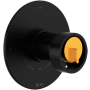 Rohl Eclissi Two Independent and One Shared Function Thermostatic Valve Trim Only with Single Wheel Handle, Integrated Diverter, and Volume Control - Less Rough In Matte Black / Satin Gold