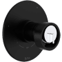 Rohl Eclissi Three Independent Function Thermostatic Valve Trim Only with Single Wheel Handle, Integrated Diverter, and Volume Control - Less Rough In Matte Black / Polished Chrome