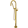 Rohl Lombardia Floor Mounted Tub Filler with Built-In Diverter - Includes Hand Shower Unlacquered Brass (Living Finish)