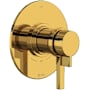 Rohl Lombardia Two Independent and One Shared Function Thermostatic Valve Trim Only with Dual Lever Handles, Integrated Diverter, and Volume Control - Less Rough In Unlacquered Brass (Living Finish)