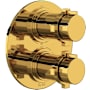 Rohl Lombardia Six Function Thermostatic Valve Trim Only with Dual Cross Handles, Integrated Diverter, and Volume Control - Less Rough In Unlacquered Brass