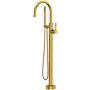 Rohl Graceline Floor Mounted Tub Filler with Built-In Diverter - Includes Hand Shower Unlacquered Brass (Living Finish)