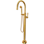 Rohl Floor Mounted Tub Filler with Built-In Diverter - Includes Hand Shower Unlacquered Brass (Living Finish)