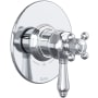 Rohl Acqui Two Independent Function Thermostatic Valve Trim Only with Single Cross / Lever Handle, Integrated Diverter, and Volume Control - Less Rough In Polished Chrome