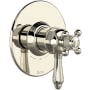 Rohl Acqui Two Independent Function Thermostatic Valve Trim Only with Single Cross / Lever Handle, Integrated Diverter, and Volume Control - Less Rough In Polished Nickel