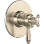 Rohl Acqui Two Independent Function Thermostatic Valve Trim Only with Single Cross / Lever Handle, Integrated Diverter, and Volume Control - Less Rough In Satin Nickel